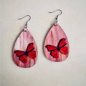 COPY - Hand painted Butterfly Earrings On Sterling Silver Hooks
